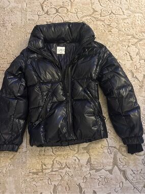 SAM. Kids Shiny Black Puffer Jacket with High Collar